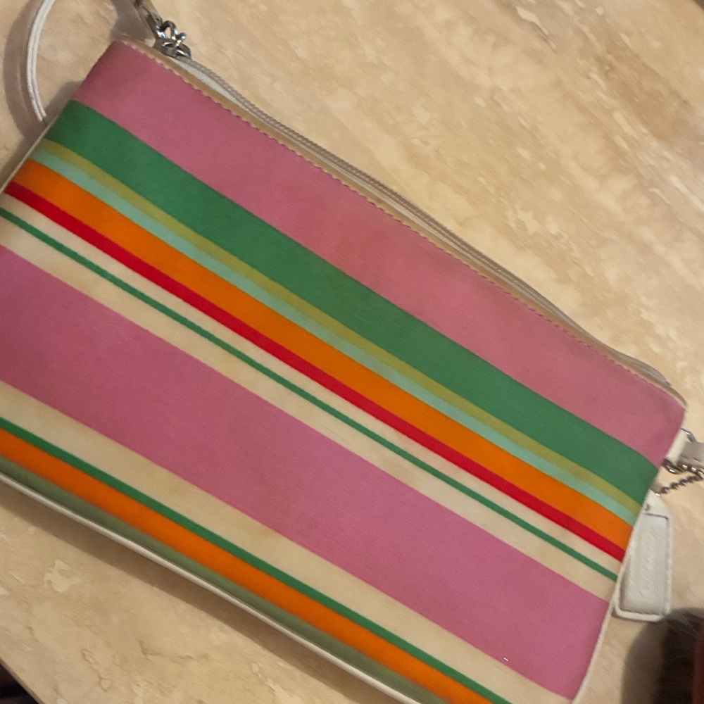 Coach Hampton Multicolor Stripe Wristlet - Picture 2 of 16